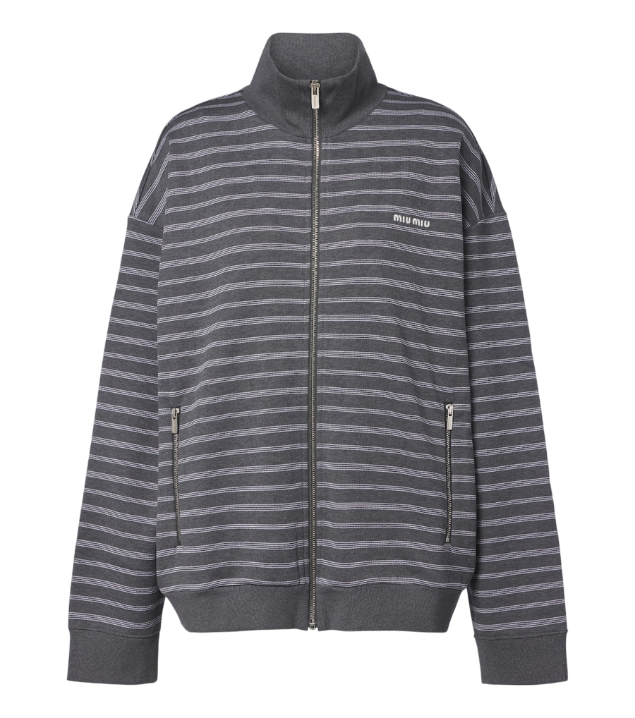 Miu Miu Striped cotton zip-up sweatshirt