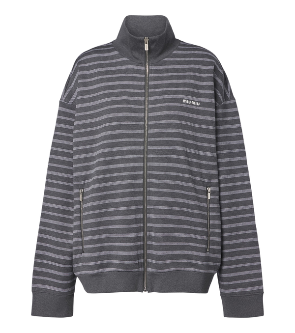Miu Miu Striped cotton zip-up sweatshirt