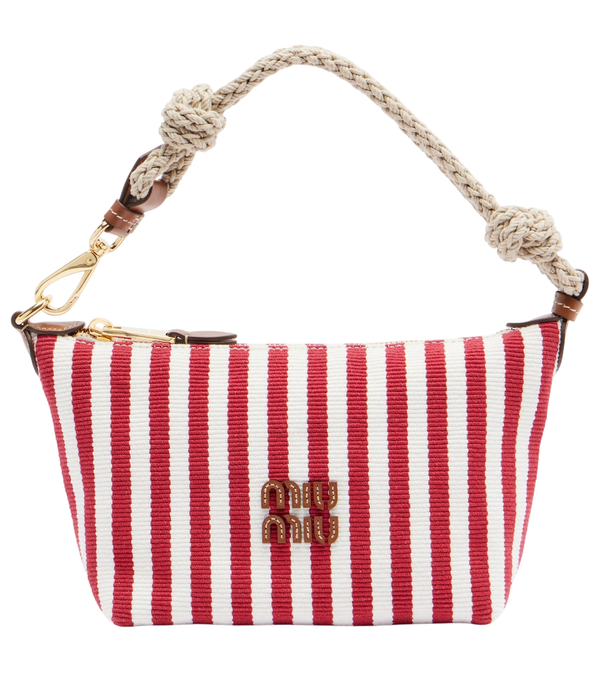 Miu Miu Striped leather-trimmed top-handle bag