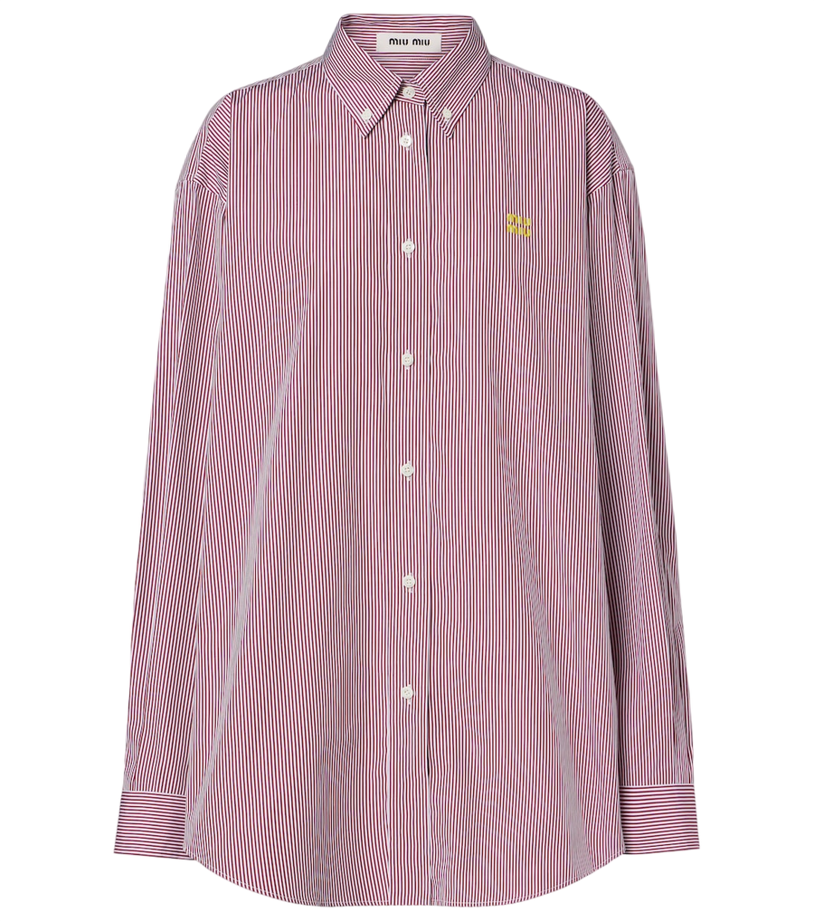 Camisa oversize a rayas de algodón de Miu Miu