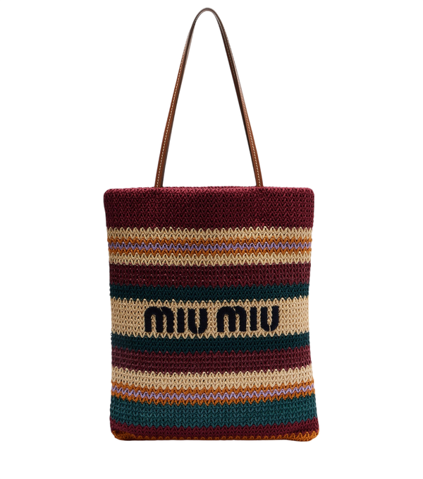 Miu Miu Woven raffia-effect shopper