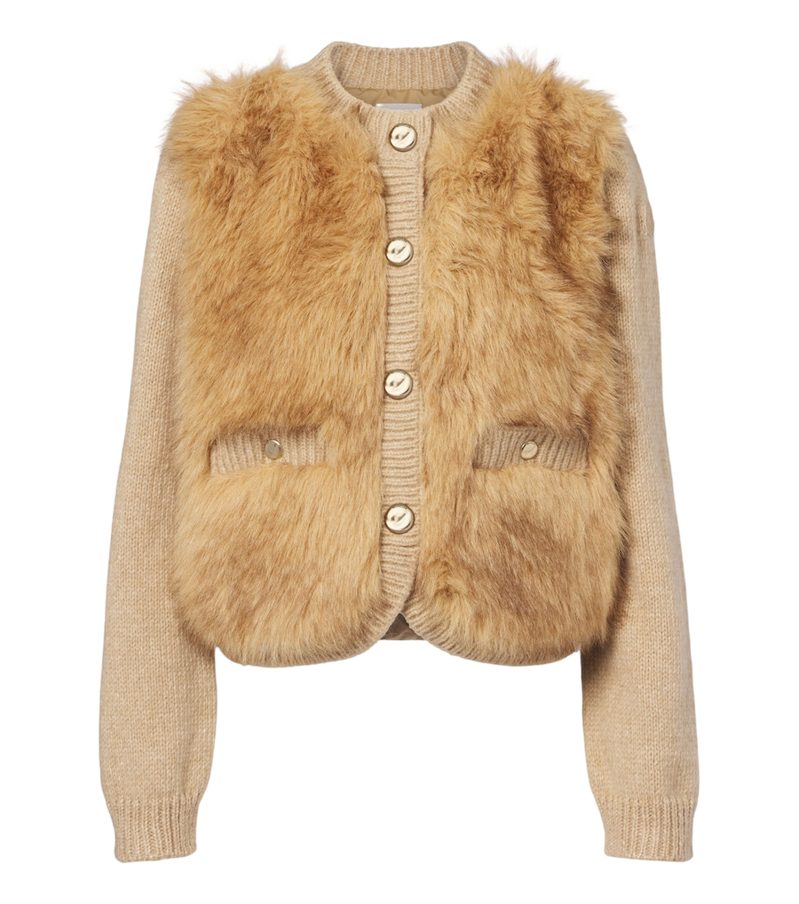 Moncler Alpaca and wool-blend down-paneled cardigan