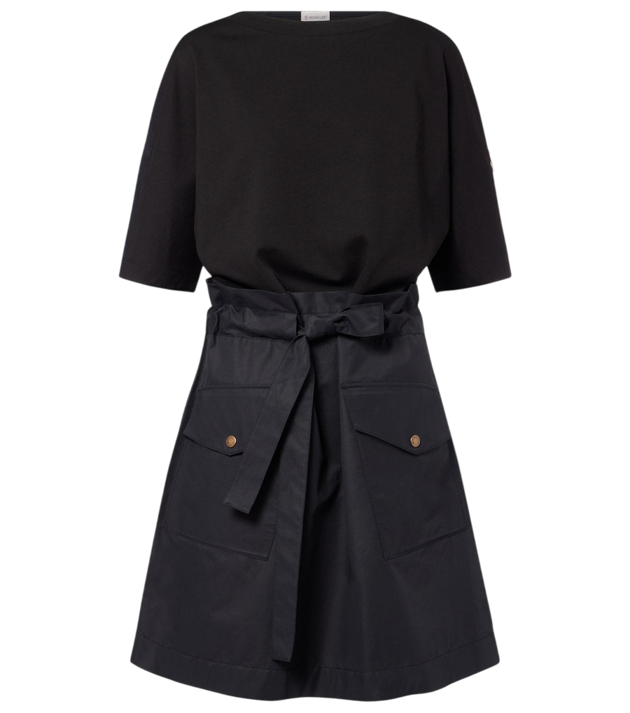 Minirobe Moncler en jersey de mélange de coton avec ceinture