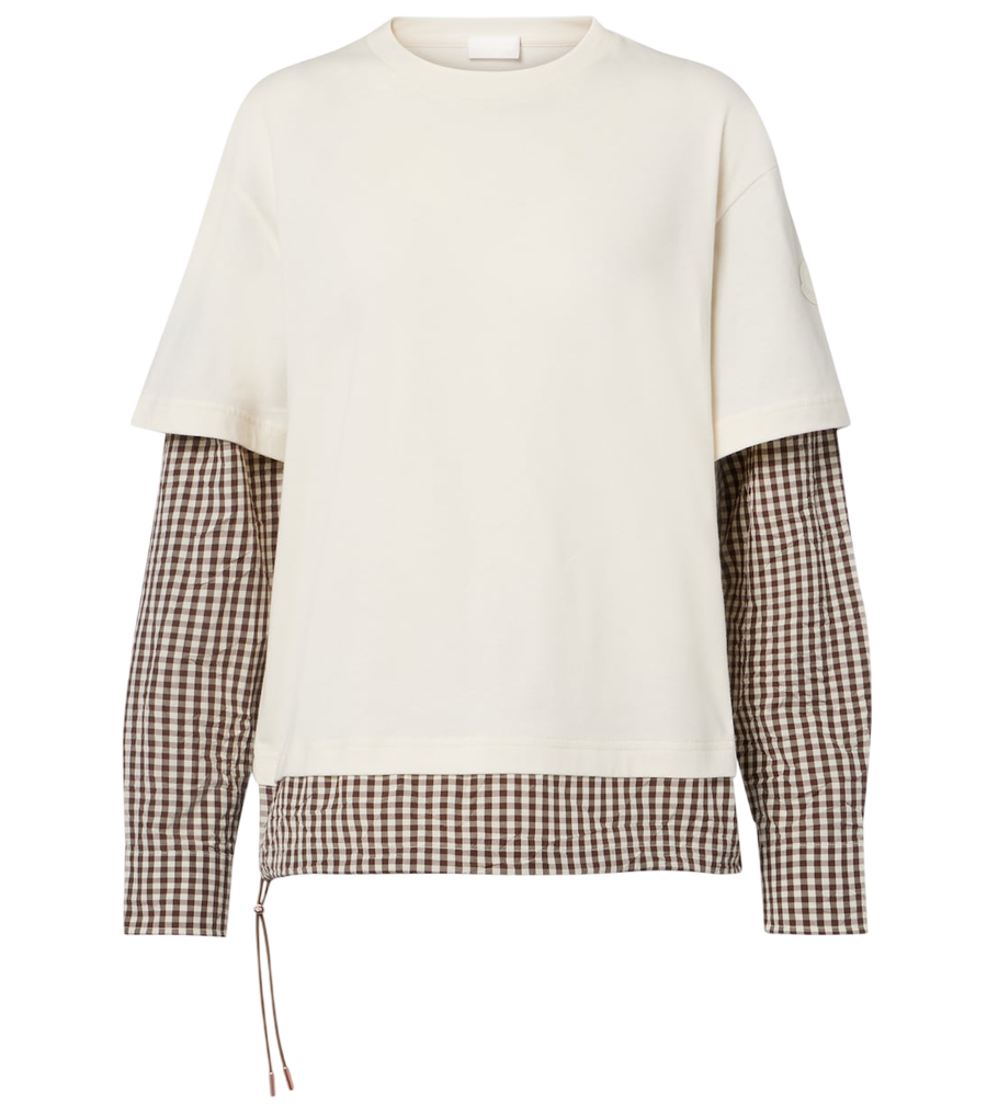 Camiseta de punto de algodón a cuadros de Moncler