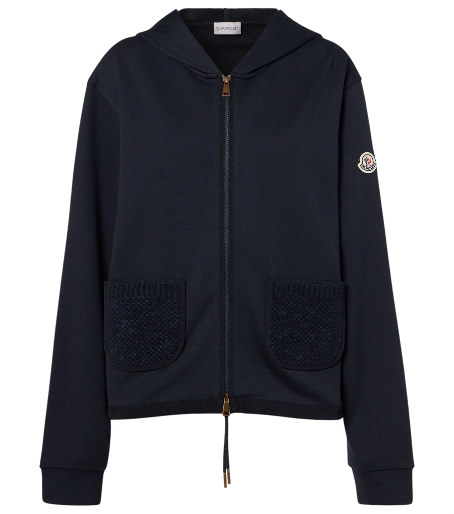 Sudadera con capucha y cremallera de mezcla de algodón de Moncler