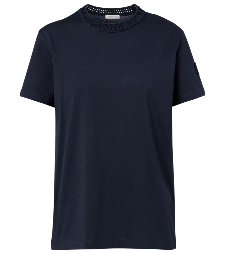 T-shirt en jersey de coton à finitions crochet Moncler