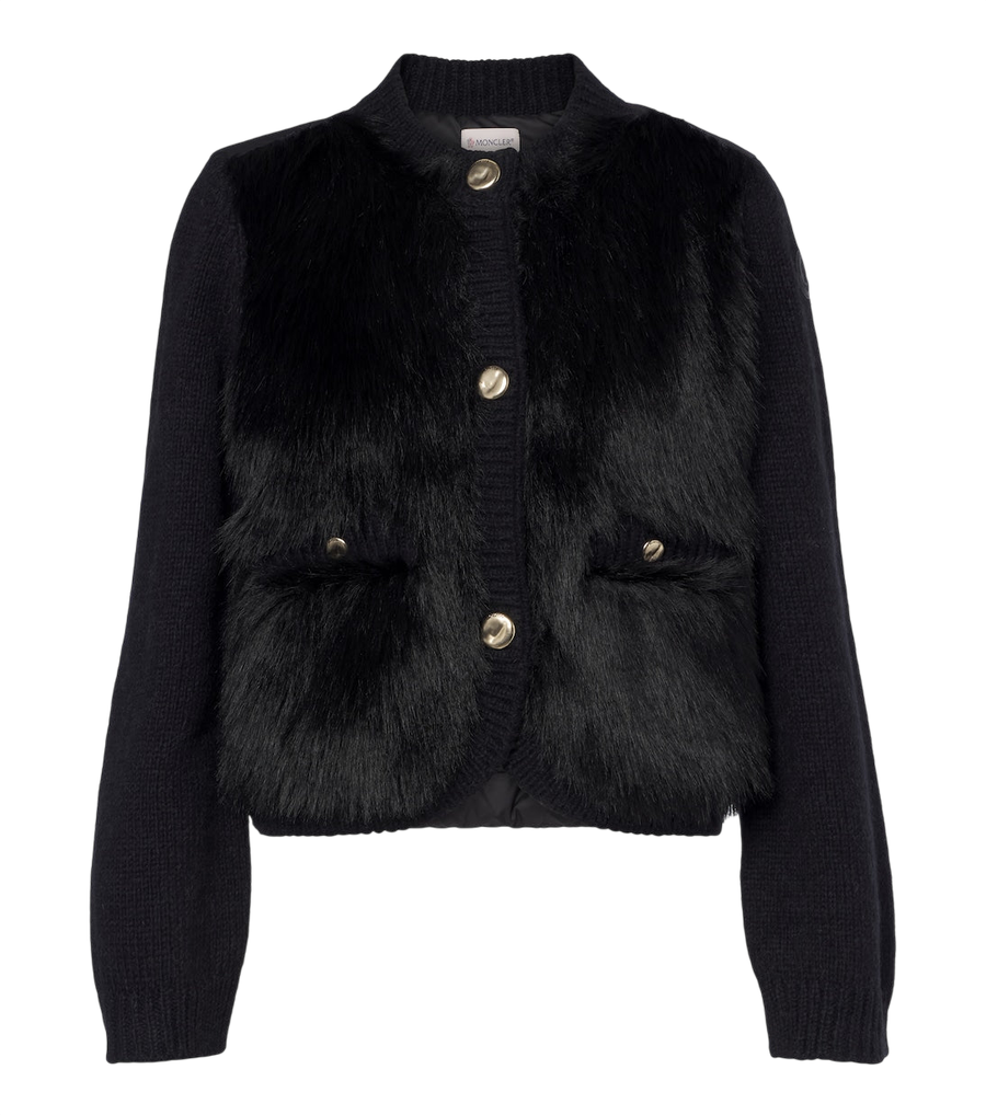 Moncler Down-paneled alpaca and wool-blend cardigan