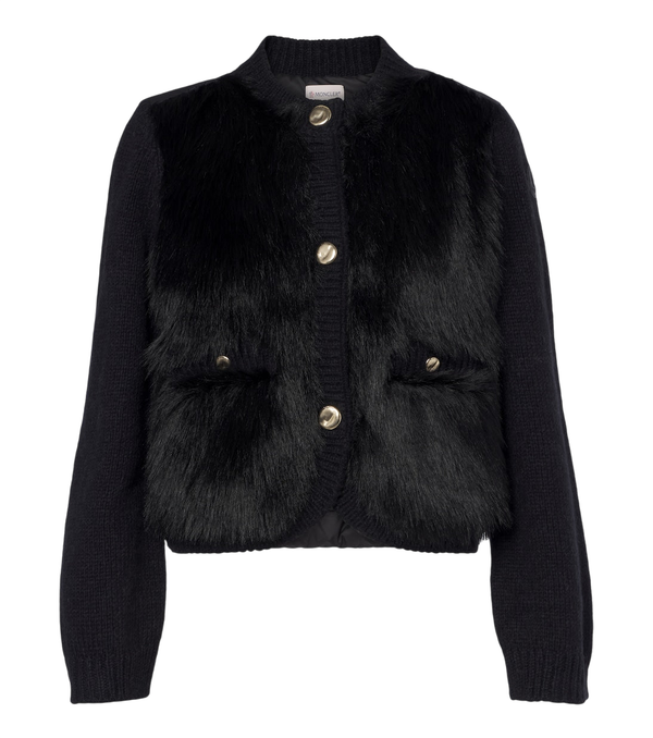 Moncler Down-paneled alpaca and wool-blend cardigan