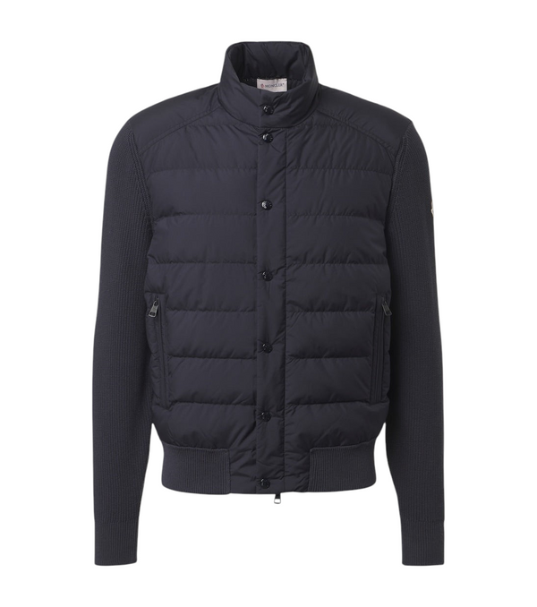 Moncler Down-paneled cotton-blend cardigan