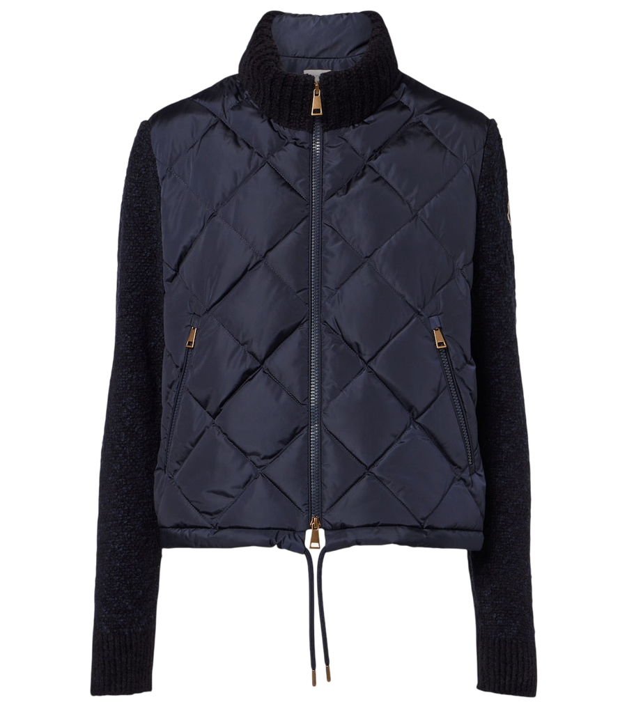 Moncler Down-paneled cotton-blend cardigan