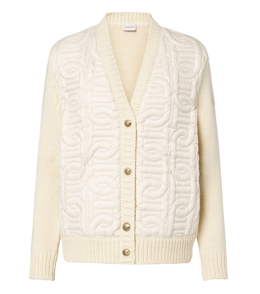 Moncler Down-paneled cotton-blend cardigan