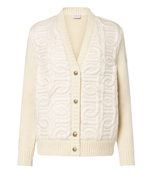 Moncler Down-paneled cotton-blend cardigan