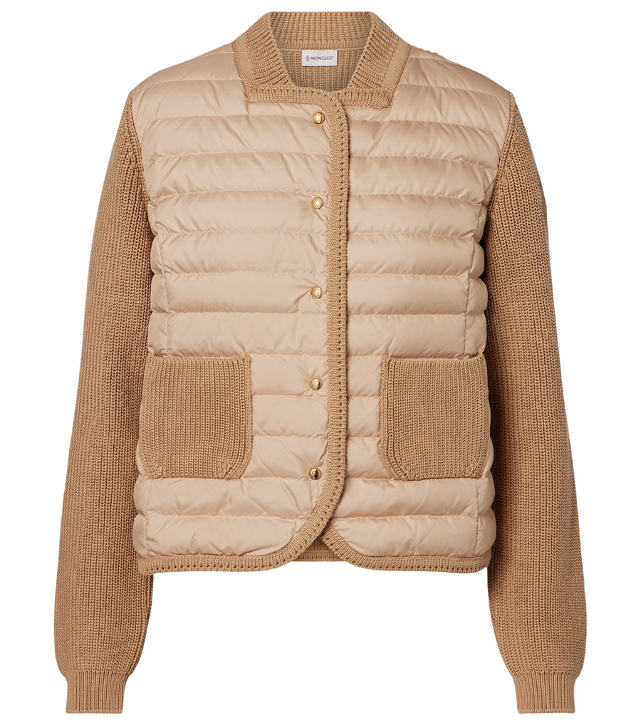 Moncler Down-paneled cotton cardigan