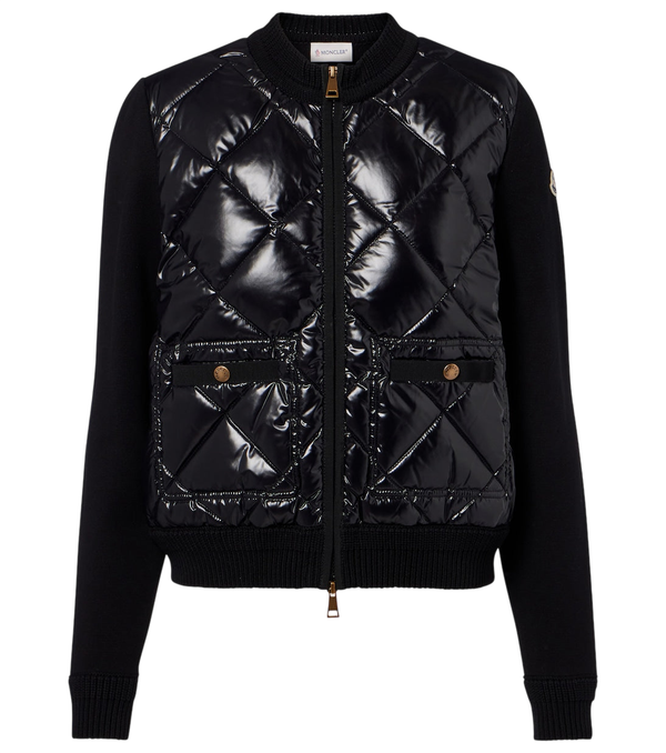 Moncler Down-paneled cotton cardigan