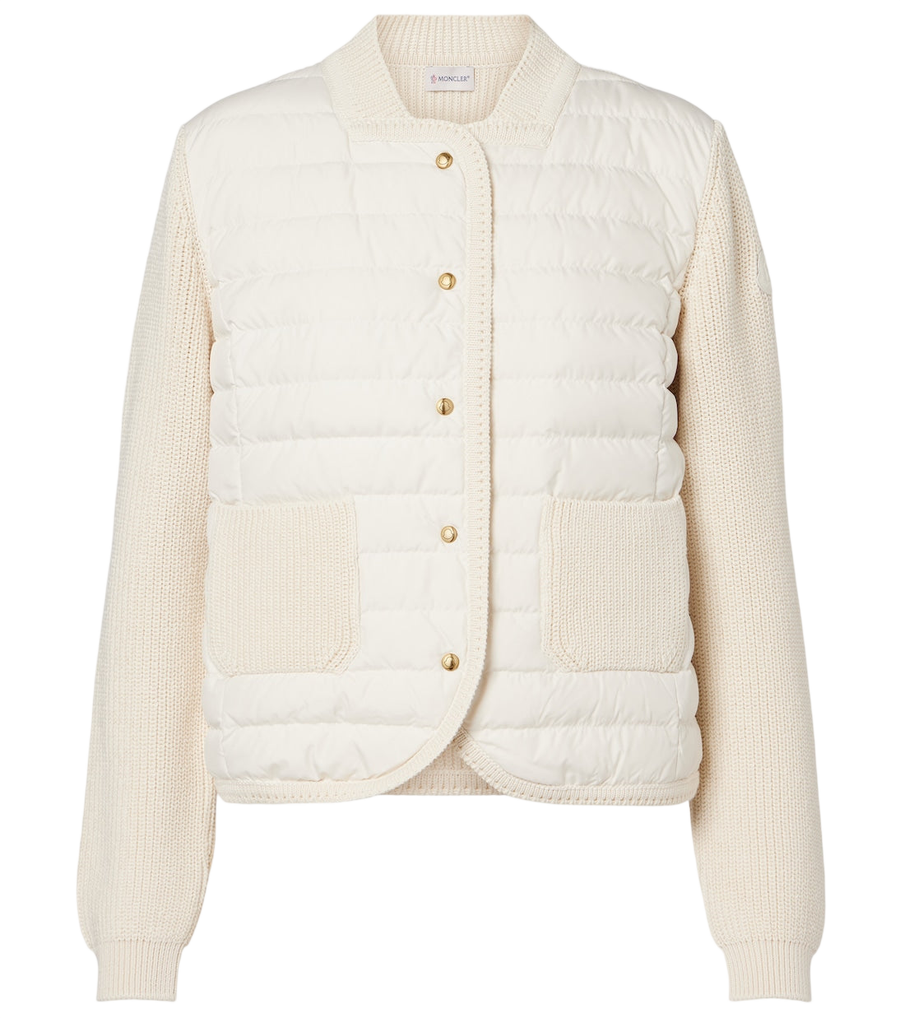 Moncler Down-paneled cotton cardigan