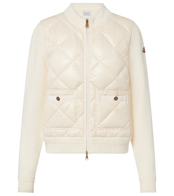 Moncler Down-paneled cotton cardigan