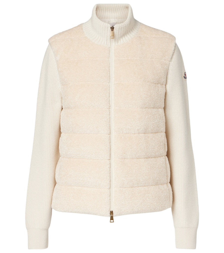 Moncler Down-paneled teddy cardigan
