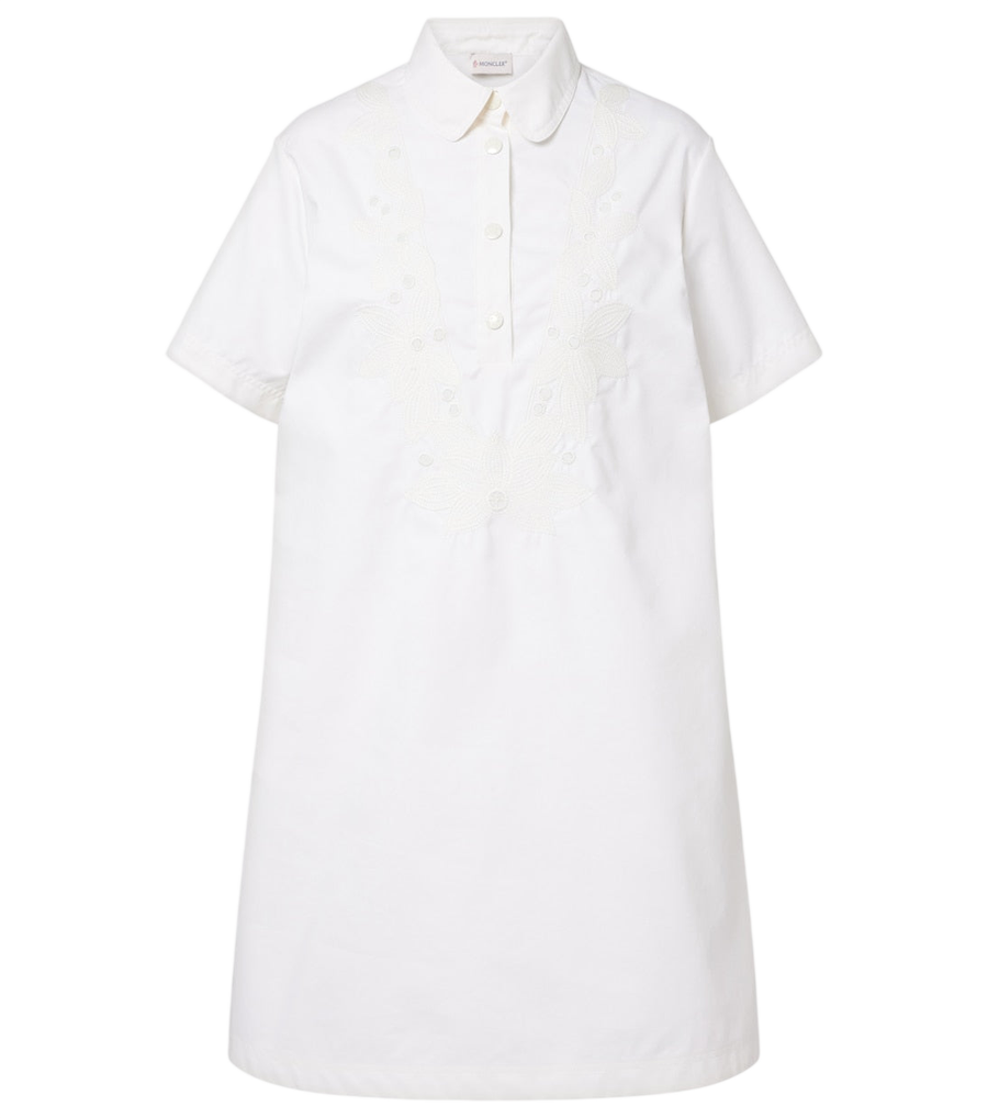 Moncler Embroidered cotton-blend poplin midi dress