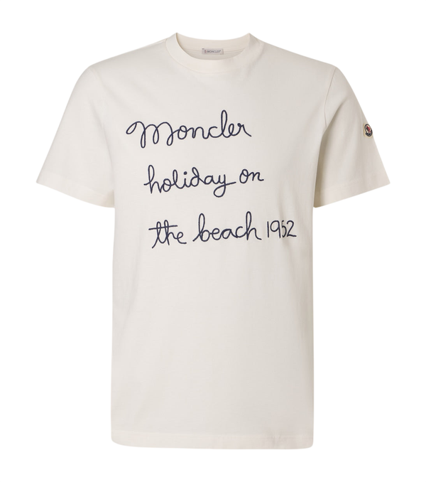 Moncler Embroidered cotton jersey T-shirt