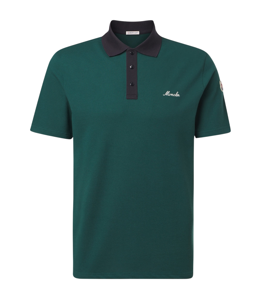 Moncler Embroidered cotton piqué polo shirt