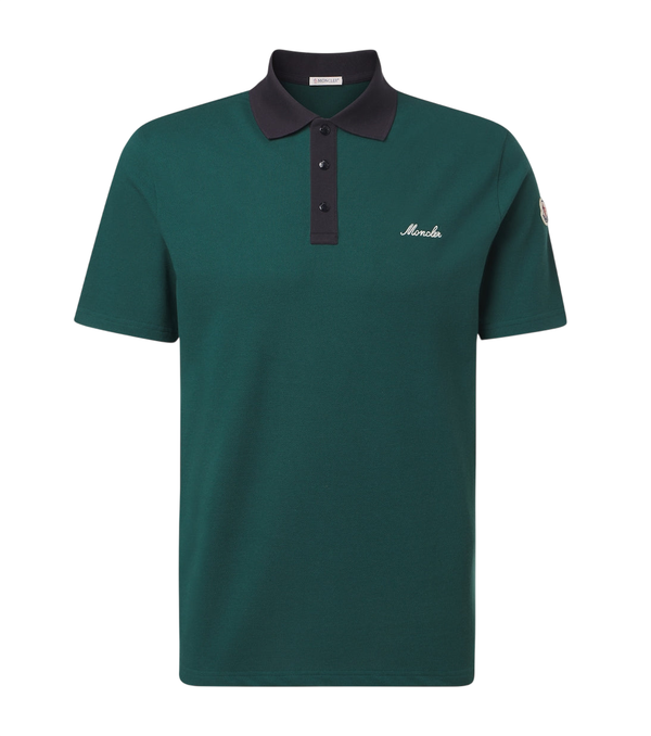 Moncler Embroidered cotton piqué polo shirt