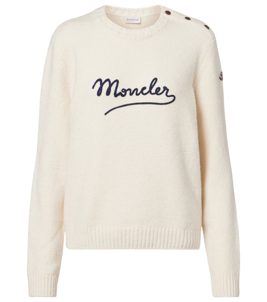 Moncler Embroidered logo cotton-blend sweater