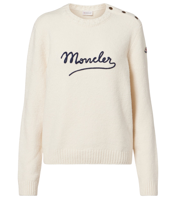 Moncler Embroidered logo cotton-blend sweater