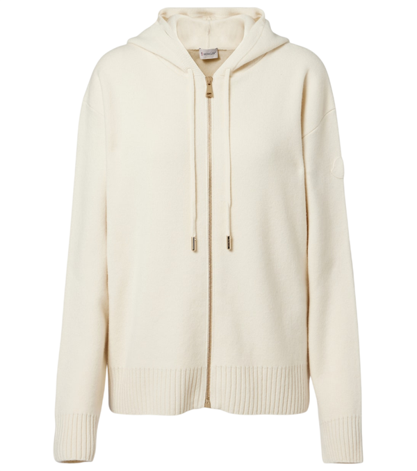 Moncler Hooded wool and cashmere zip-up cardigan