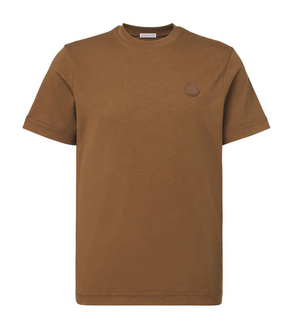 Moncler Leather-trimmed cotton jersey T-shirt