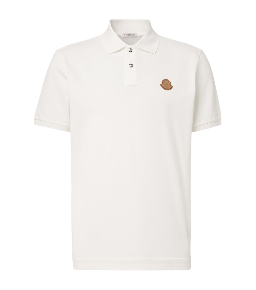 Moncler Leather-trimmed cotton piqué polo shirt