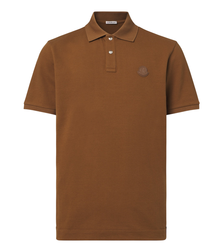 Moncler Leather-trimmed cotton piqué polo shirt