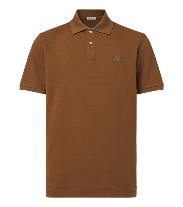 Moncler Leather-trimmed cotton piqué polo shirt
