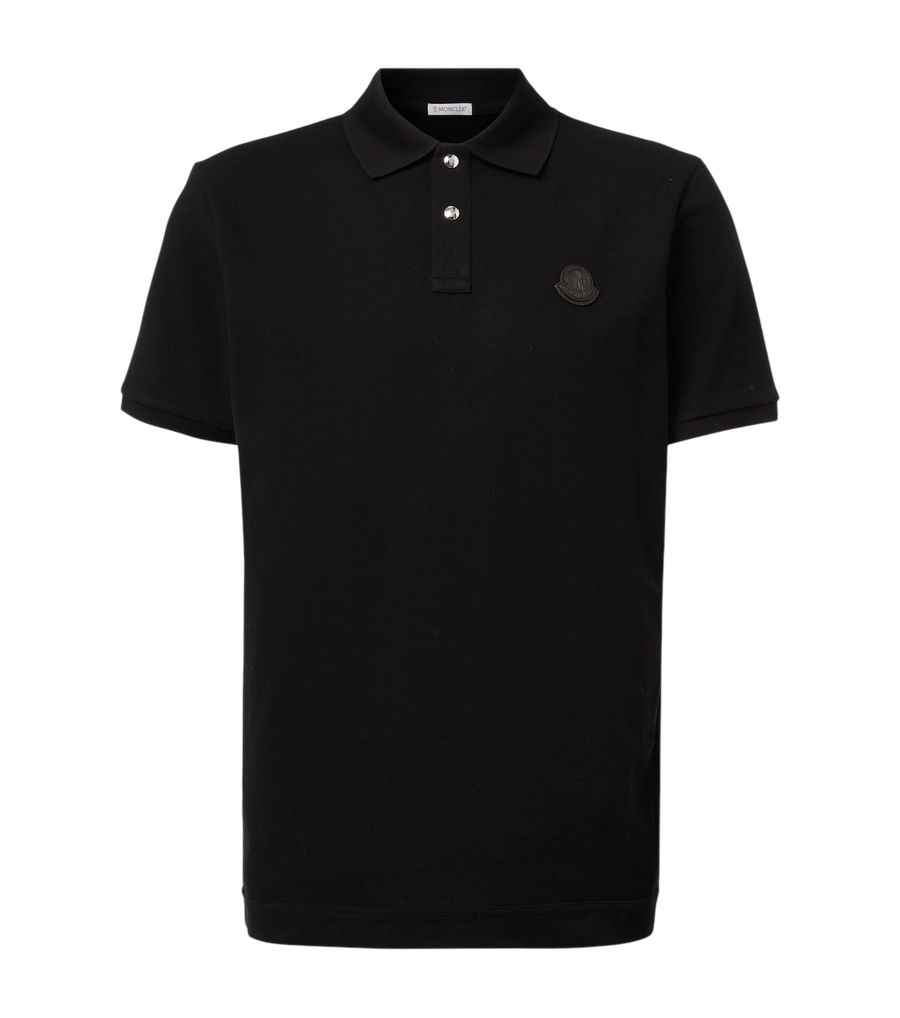 Moncler Leather-trimmed cotton piqué polo shirt