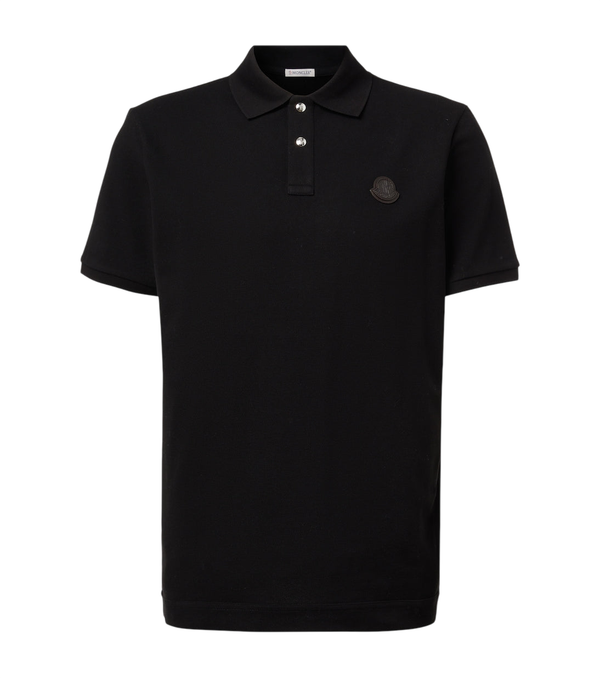 Moncler Leather-trimmed cotton piqué polo shirt