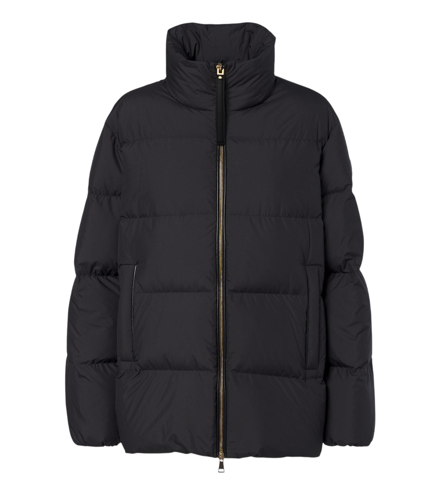 Moncler Leather-trimmed down jacket