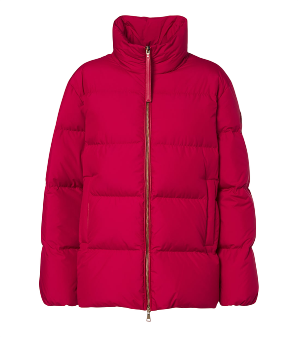 Moncler Leather-trimmed down jacket