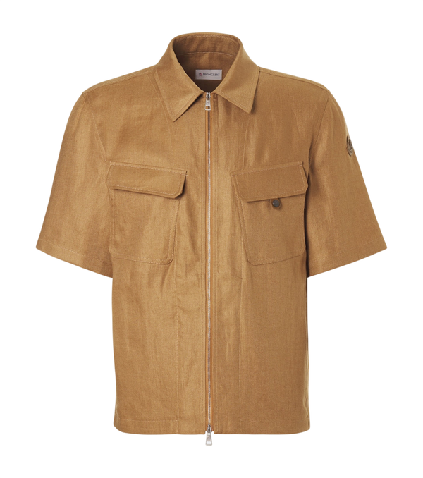 Moncler Linen twill zip-up shirt