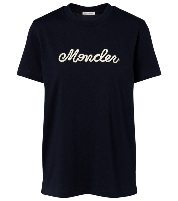 Camiseta de punto de algodón con logotipo de Moncler
