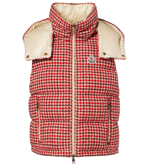Moncler Niverolle checked wool-blend down vest