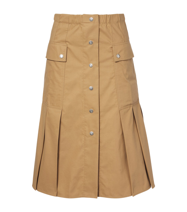 Falda midi de mezcla de algodón plisada de Moncler