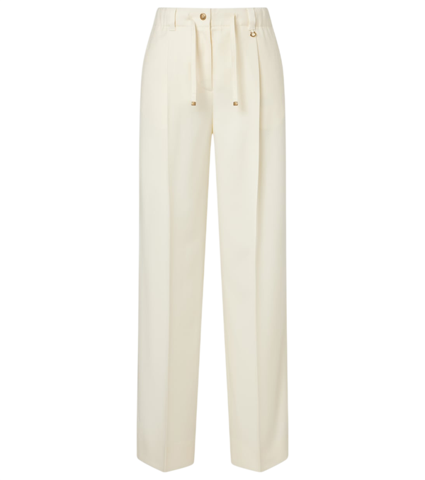 Pantalones rectos de lana virgen plisados de Moncler
