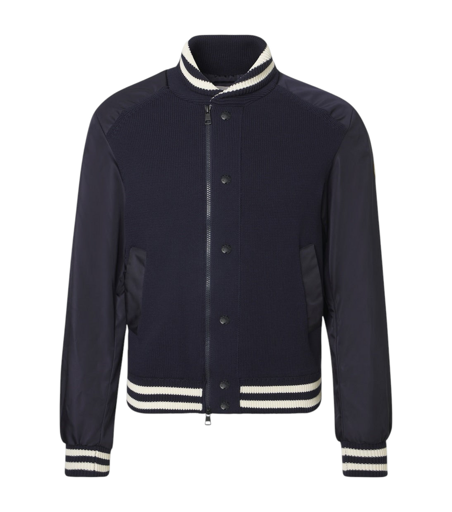 Moncler Ribbed-knit technical varsity jacket