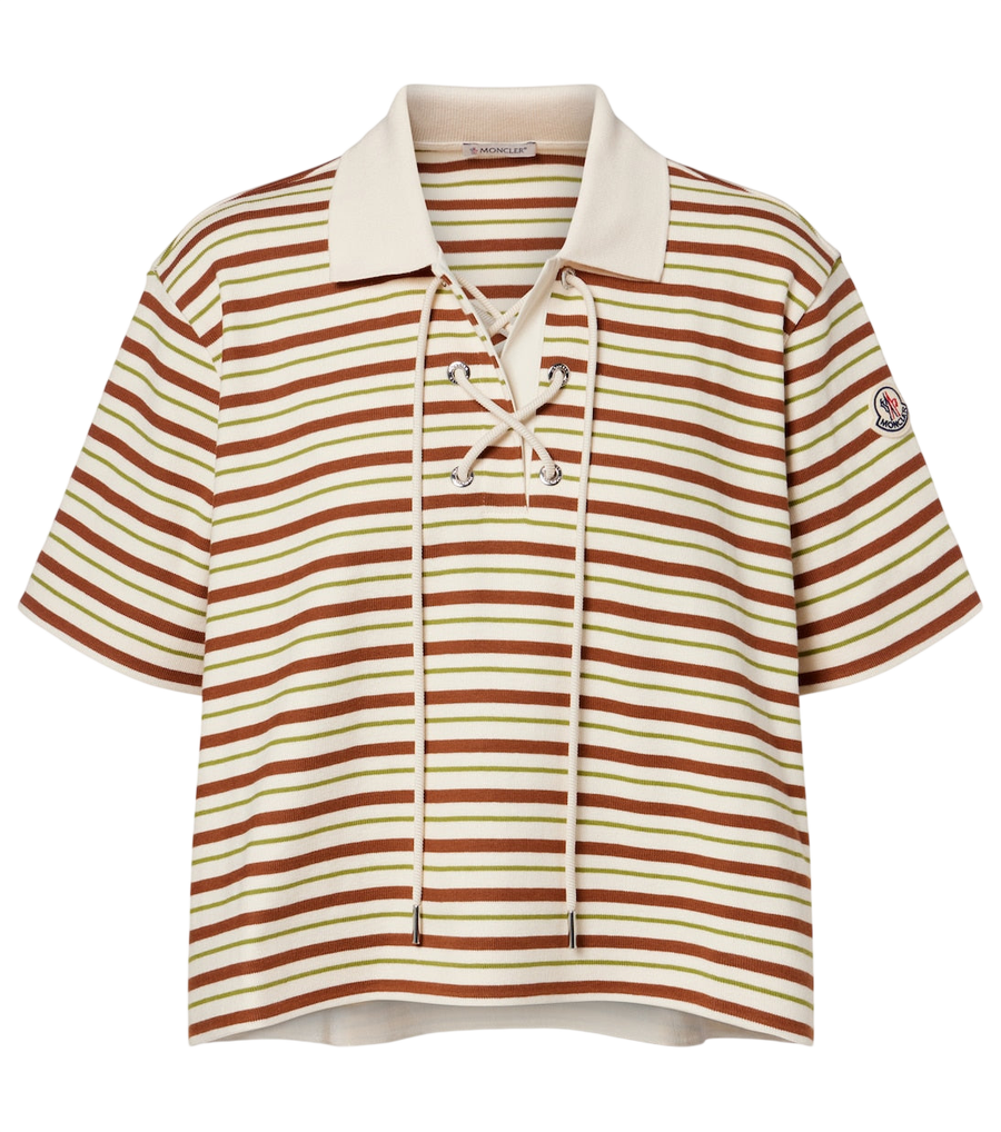 Polo en jersey de coton à rayures Moncler