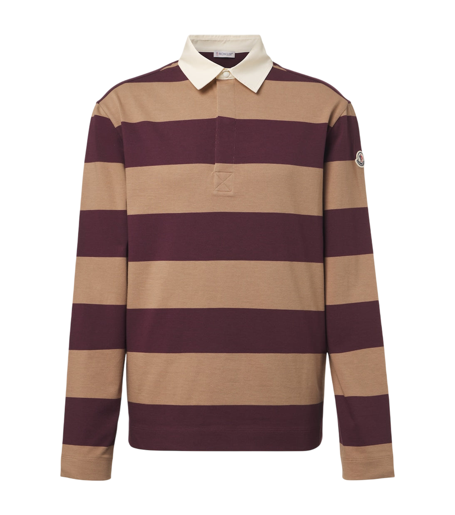 Moncler Striped cotton piqué polo shirt