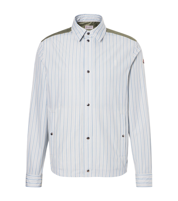 Moncler Striped cotton poplin zip-up shirt