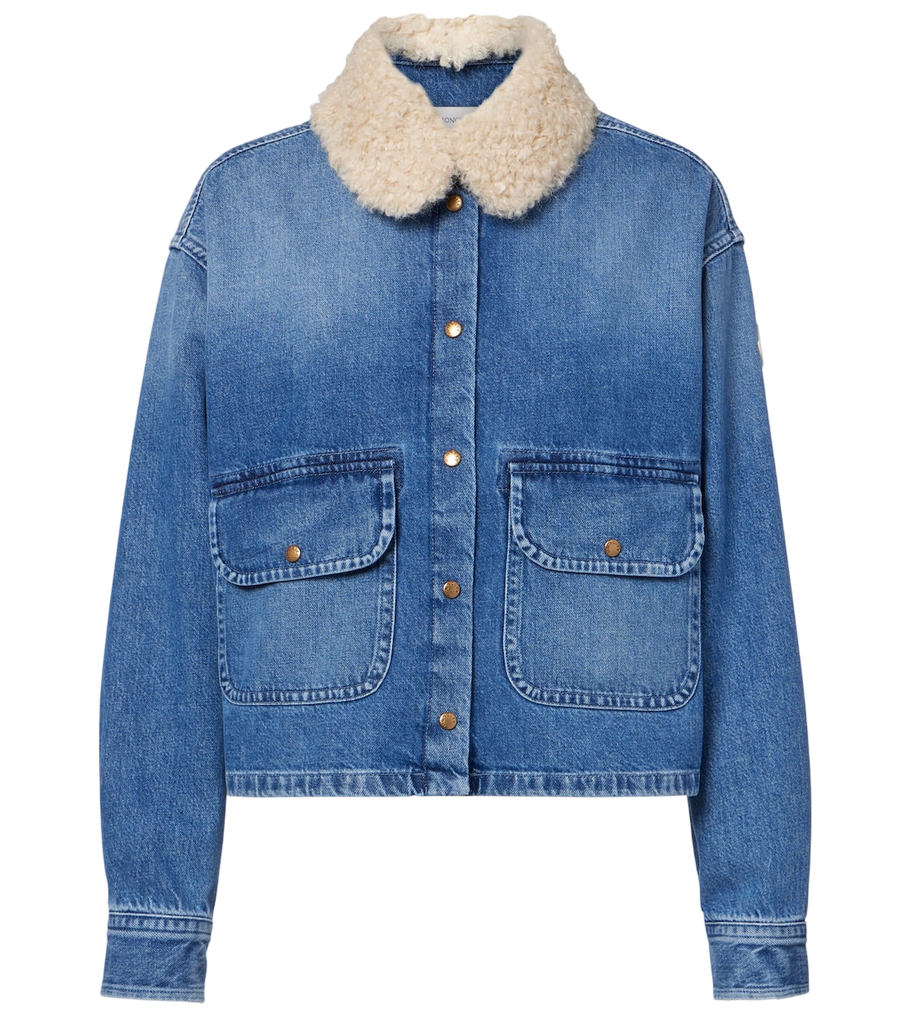 Chemise en jean garnie de fourrure synthétique Moncler
