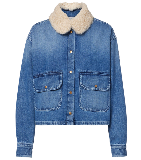 Moncler Camicia di jeans con finiture in orsacchiotto