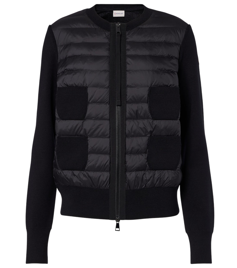 Moncler Tricot down-paneled virgin wool cardigan