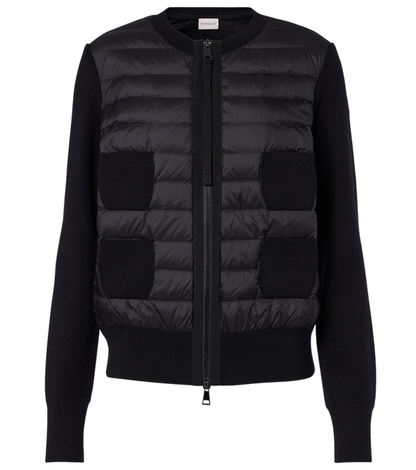 Moncler Tricot down-paneled virgin wool cardigan