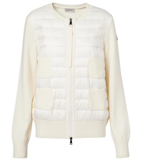 Moncler Tricot down-paneled virgin wool cardigan